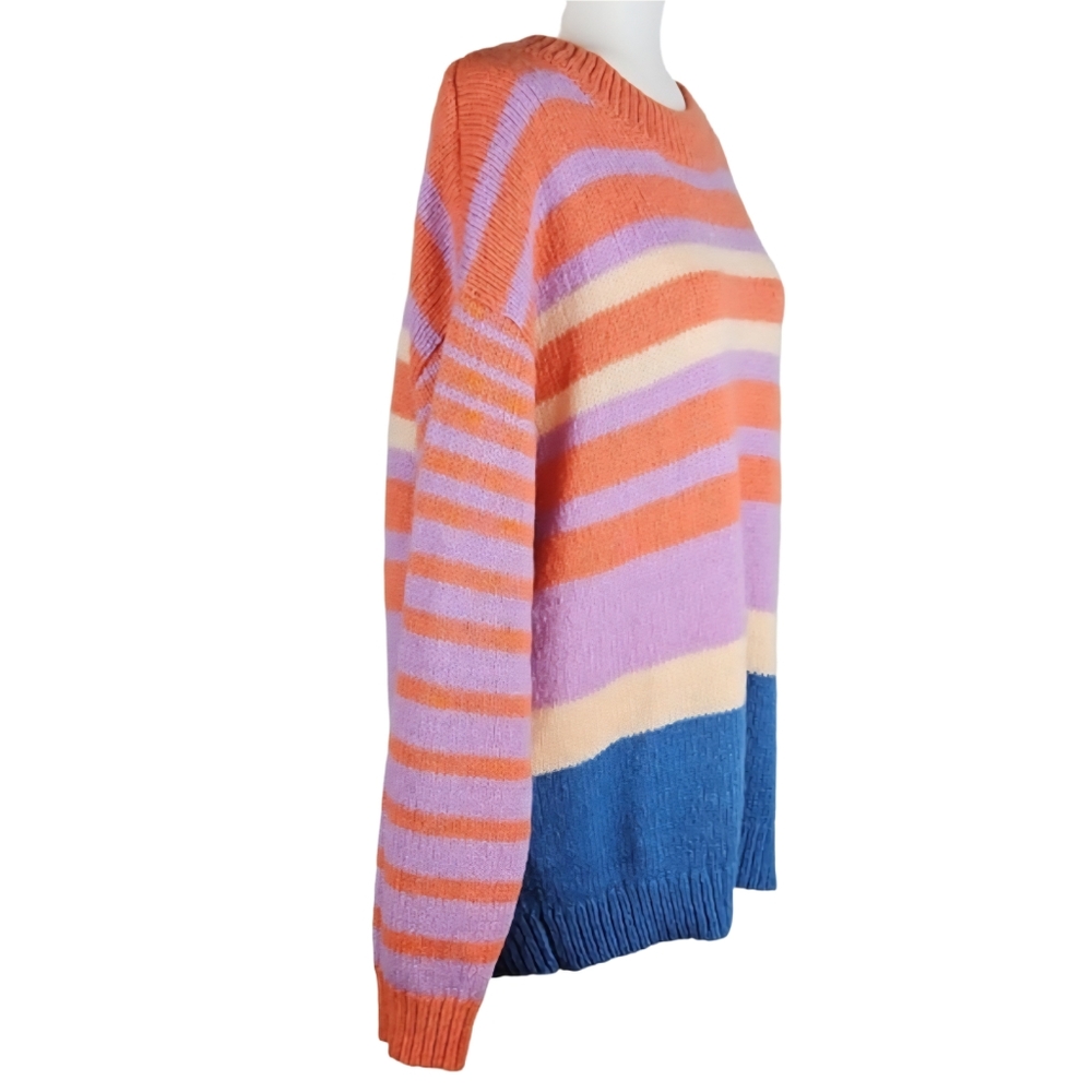 O'Neill Orange and Purple Crew Neck Fuzzy Sweater - Picture 4 of 6
